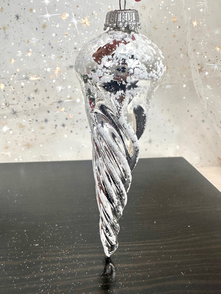 6" (150mm) Bright Silver Twisted Icicle Figurine Ornaments, 3/Box, 12/Case, 36 Pieces