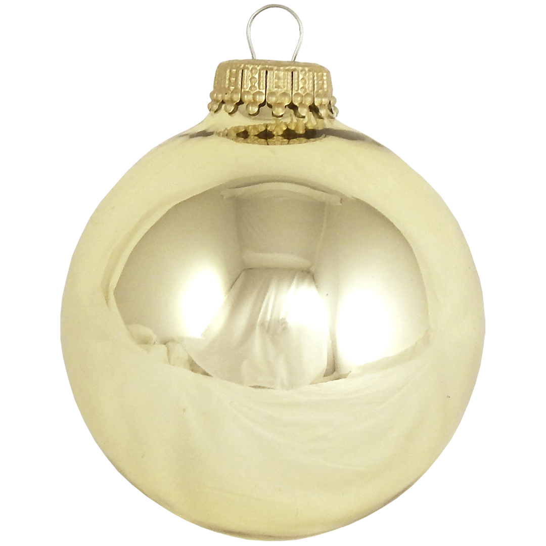 2 5/8" (67mm) Red and Gold Glass Ball Variety Set Decorated with Nativity Scene, 12/Box, 12/Case, 144 Pieces