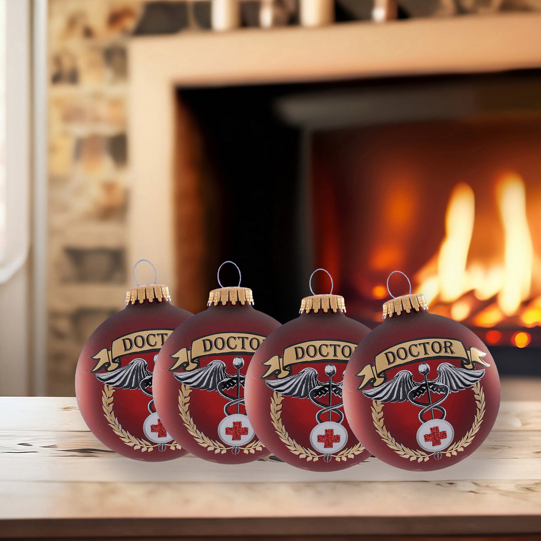 3 1/4" (80mm) Port Velvet Glass Ball with First Responders Doctor Icon. 1/Box, 12/Case