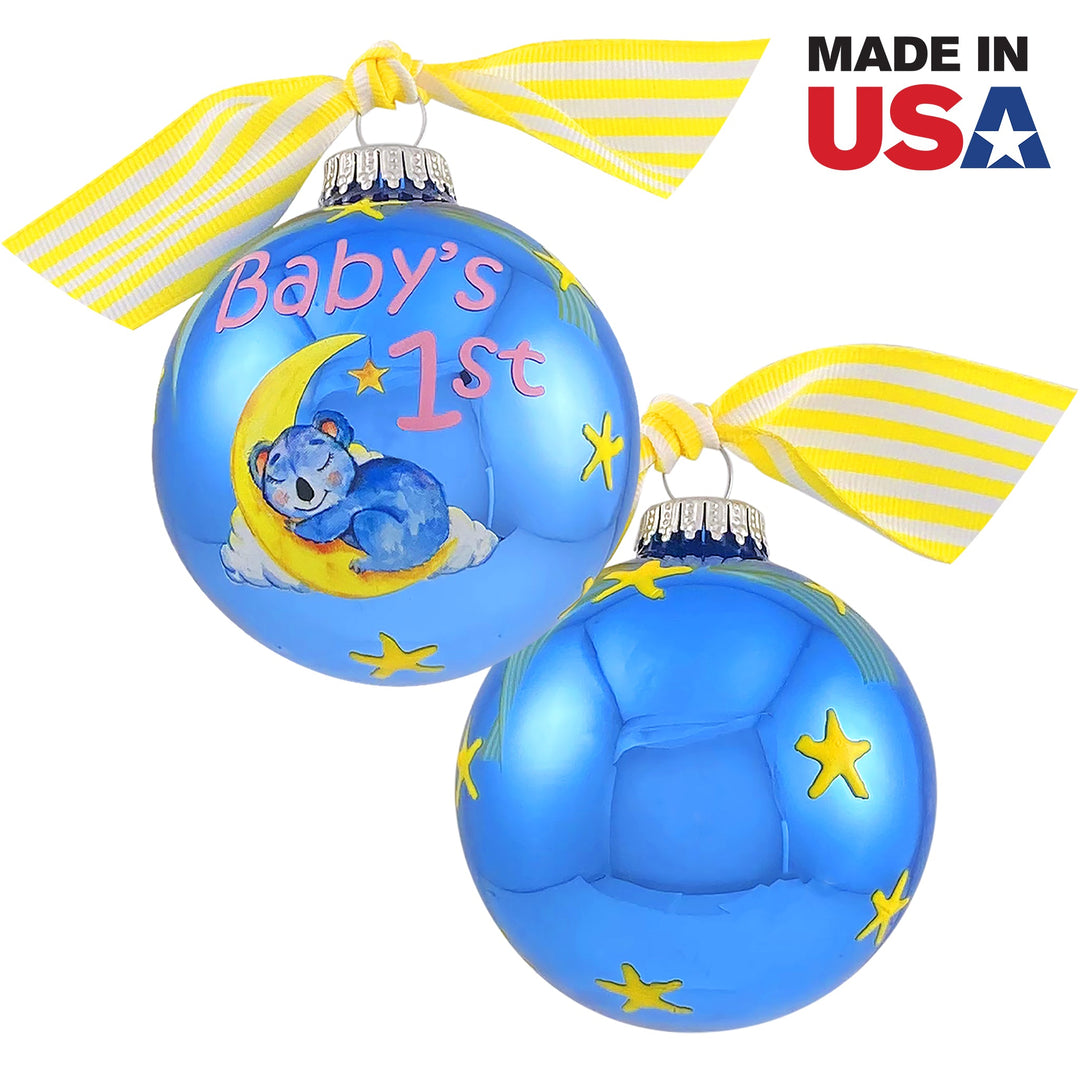 3 1/4" (80mm) Personalizable Hugs Specialty Gift Ornaments, Baby's 1st Koala & Moon, Alpine Shine, 1/Box, 12/Case, 12 Pieces