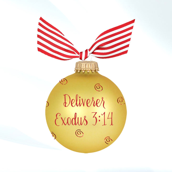3 1/4" (80mm) Personalizable Hugs Specialty Gift Ornaments, Aztec Gold Glass Ball with Bible Hero/ Moses