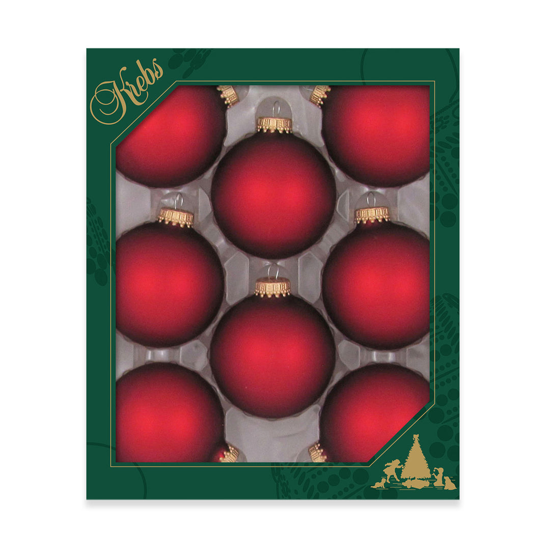 2 5/8" (67mm) Ball Ornaments, Gold Caps, Port Velvet, 8/Box, 12/Case, 96 Pieces