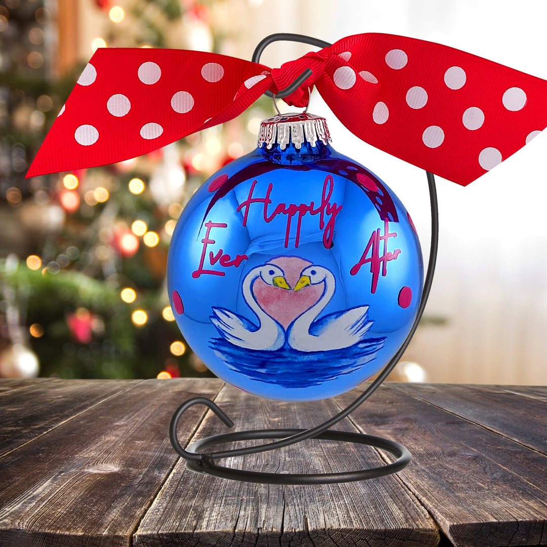3 1/4" (80mm) Personalizable Hugs Specialty Gift Ornaments, Happily Ever After Swans, Alpine Shine, 1/Box, 12/Case, 12 Pieces