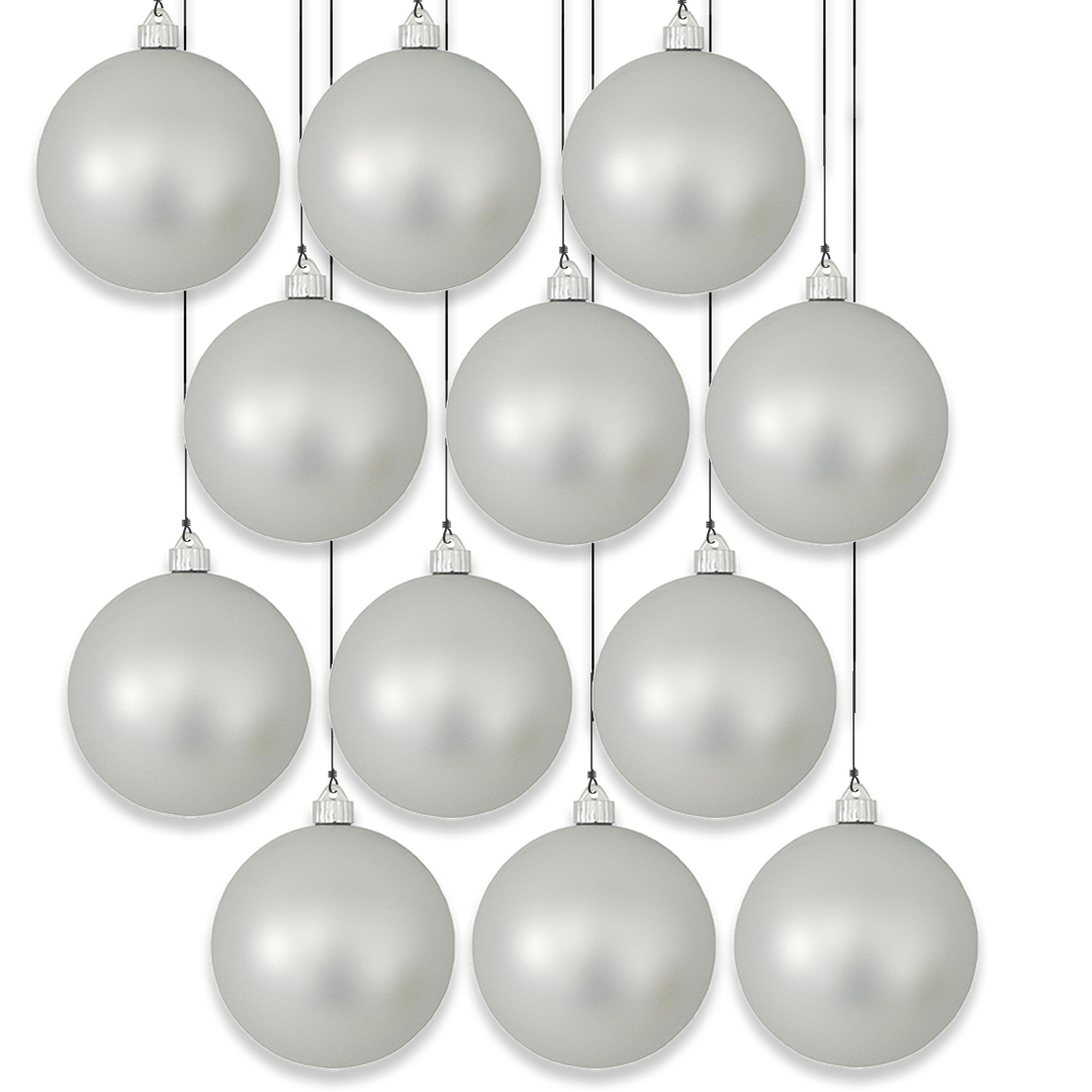 6" (150mm) Giant Commercial Pre-Wired Shatterproof Ball Ornament, Dove Gray, Case, 12 Pieces