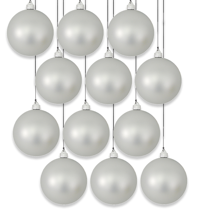 6" (150mm) Giant Commercial Pre-Wired Shatterproof Ball Ornament, Dove Gray, Case, 12 Pieces