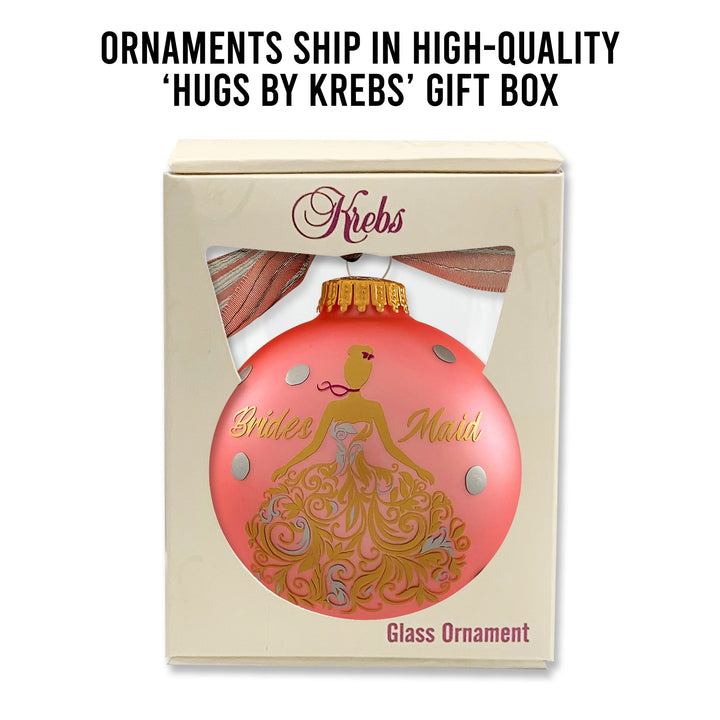 3 1/4" (80mm) Personalizable Hugs Specialty Gift Ornaments, Bridesmaid, Chic Pink. 1/Box, 12/Case, 12 Pieces