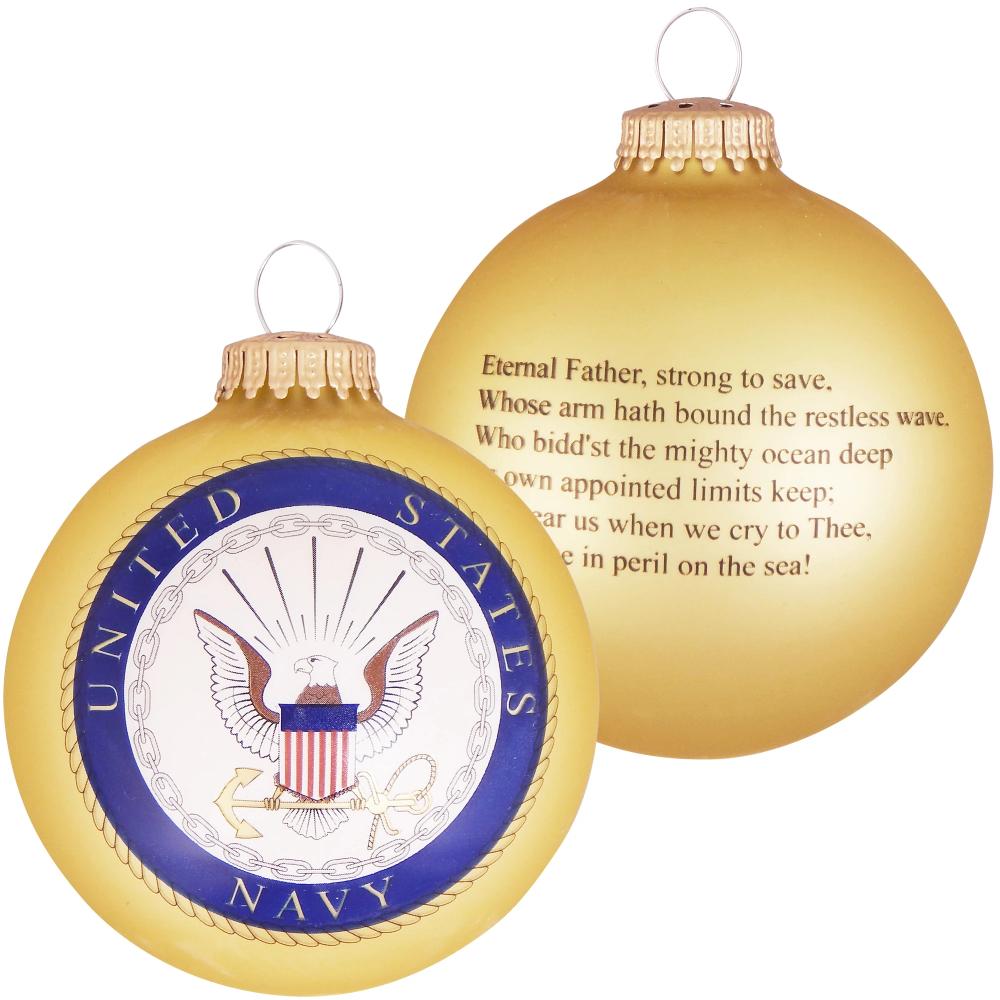 3 1/4" (80mm) Ball Ornaments, US Navy, Gold, 1/Box, 12/Case, 12 Pieces