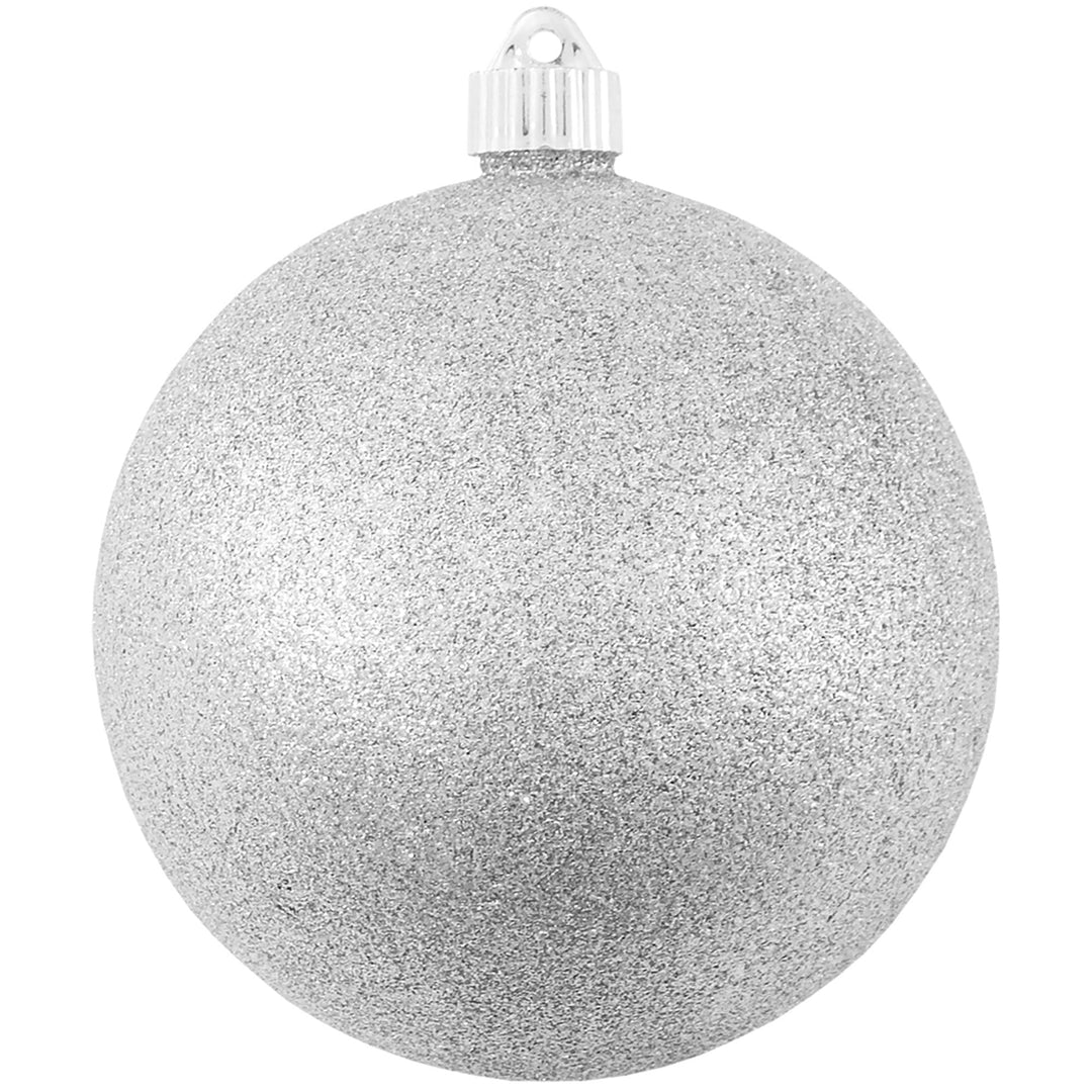 6" (150mm) Commercial Shatterproof Ball Ornament, Silver Glitter, 2 per Bag, 6 Bags per Case, 12 Pieces