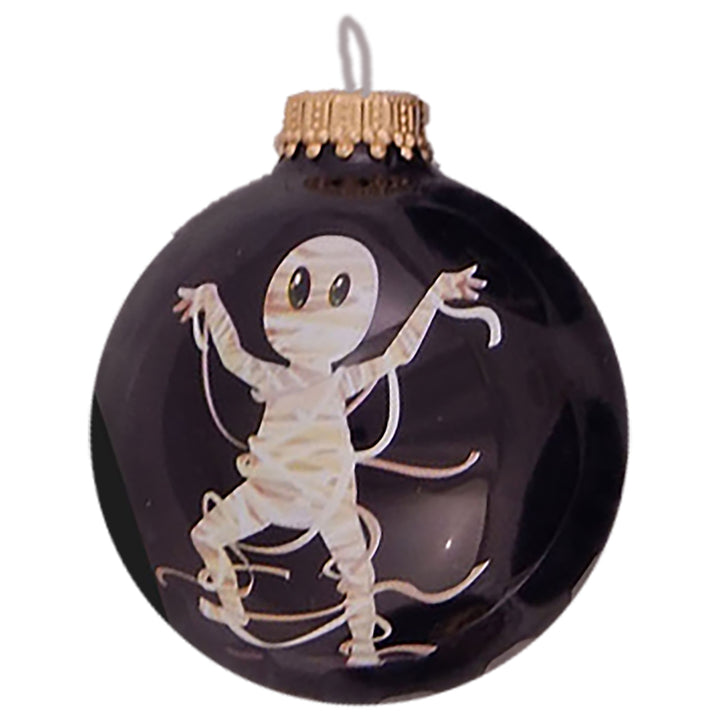 2 5/8" (67mm) Halloween Ball Ornaments Solid Ebony Shine with Mummy 4/Box, 12/Case, 48 Pieces