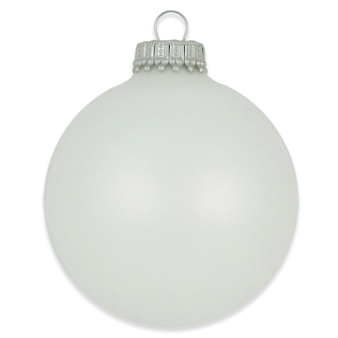 2 5/8" (67mm) Ball Ornaments, Silver Caps, Classic White Velvet, 8/Box, 12/Case, 96 Pieces