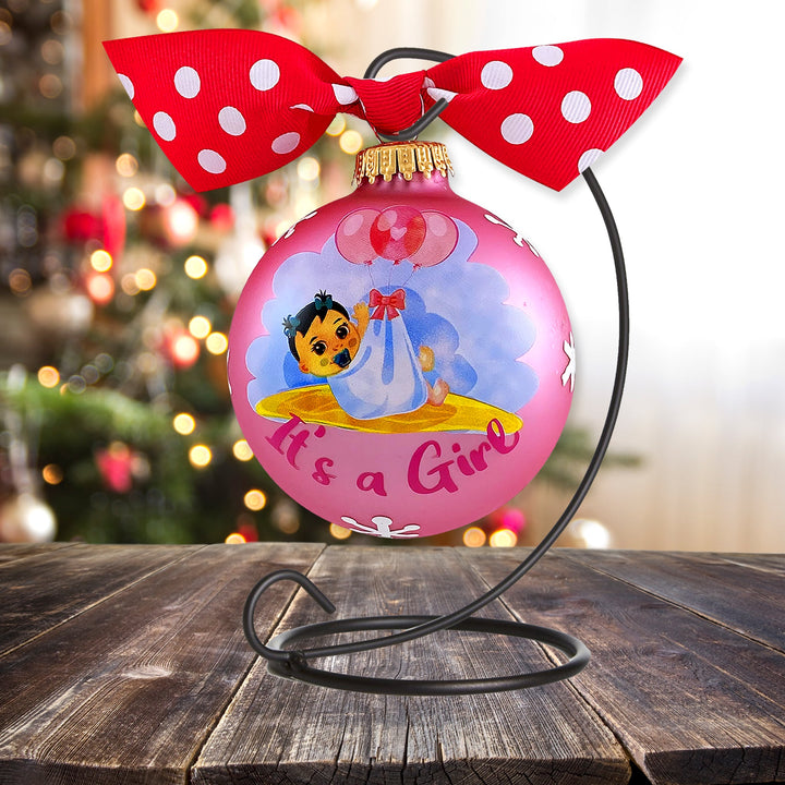 3 1/4" (80mm) Personalizable Hugs Specialty Gift Ornaments, It's a Girl, Tickled Pink, 1/Box, 12/Case, 12 Pieces