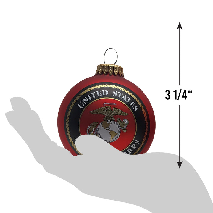 3 1/4" (80mm) Ball Ornaments, US Marine Corps Logo and Established Date , Flame Red, 1/Box, 12/Case, 12 Pieces