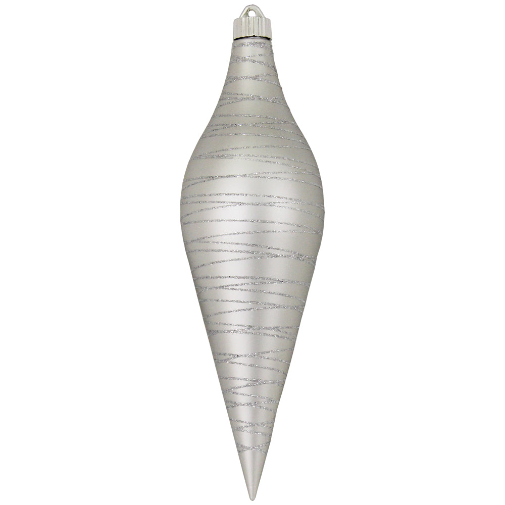 12 2/3" (320mm) Large Commercial Shatterproof Drop Ornaments, Dove Gray, Case, 12 Pieces