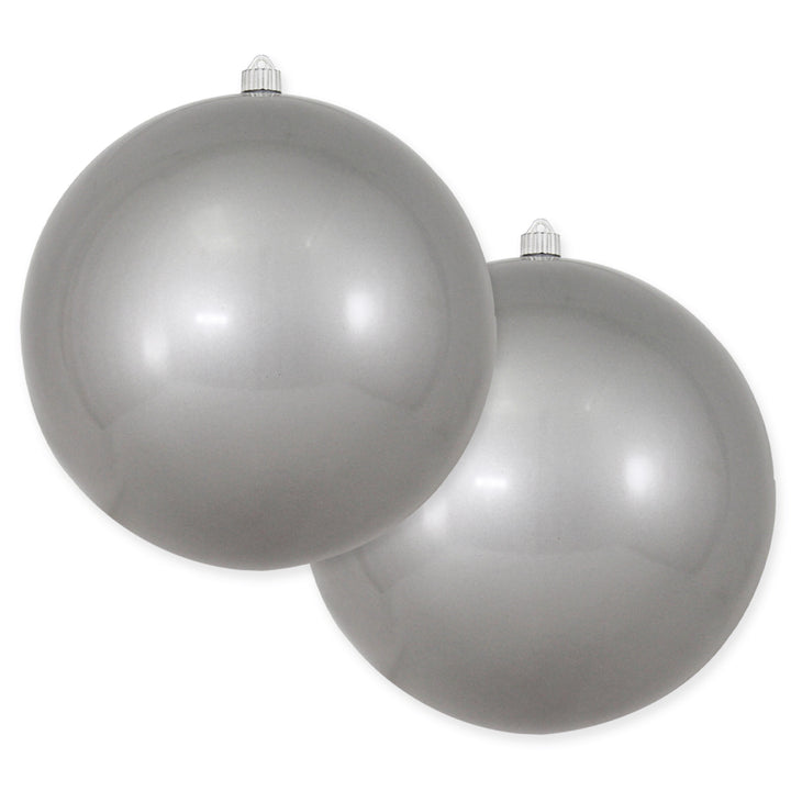 12" (300mm) Giant Commercial Shatterproof Ball Ornament, Candy Silver, Case, 2 Pieces