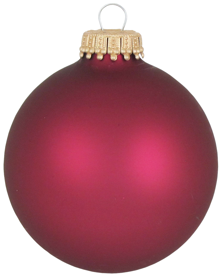 2 5/8" (67mm) Ball Ornaments, Gold Caps, Cranberry Velvet, 8/Box, 12/Case, 96 Pieces