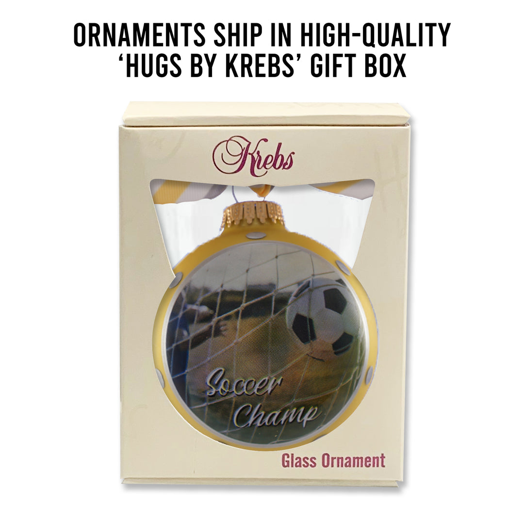 3 1/4" (80mm) Hugs - Gold Velvet 3 1/4" (80mm) Glass Ball Ornament with Baseball Champ. 12 Pieces per Case