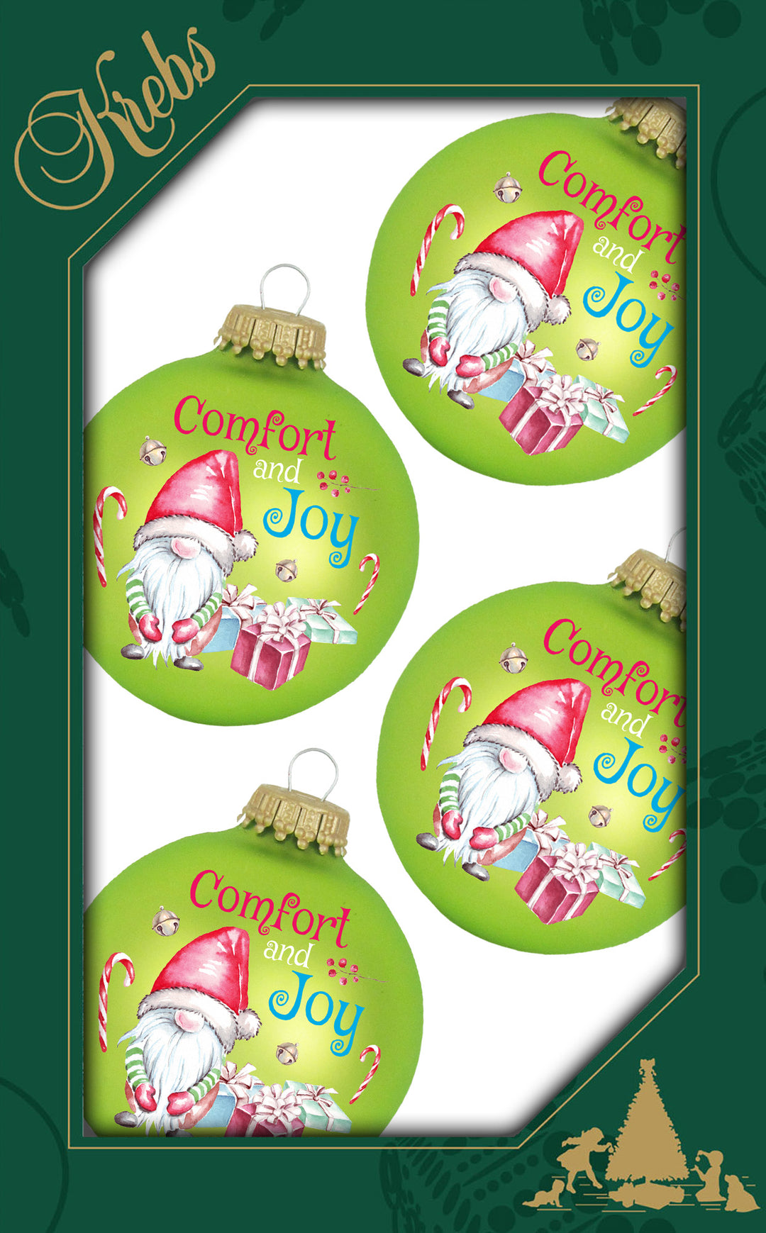 2 5/8" (67mm) Ball Ornaments, Parrot Green, Comfort and Joy,  4/Box, 12/Case, 48 Pieces