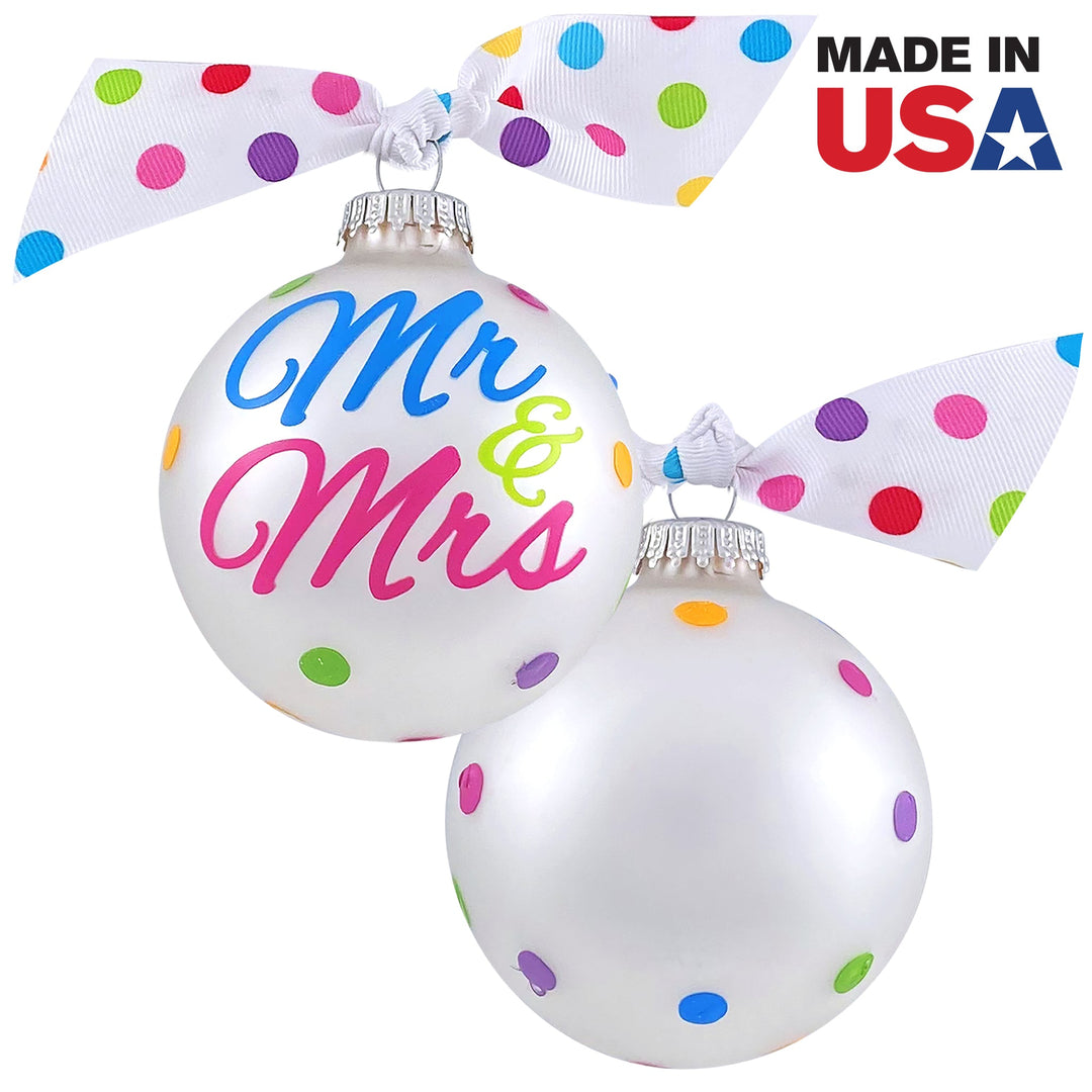 3 1/4" (80mm) Personalizable Hugs Specialty Gift Ornaments, Mr. & Mrs. Design, Silver Pearl, 1/Box, 12/Case, 12 Pieces