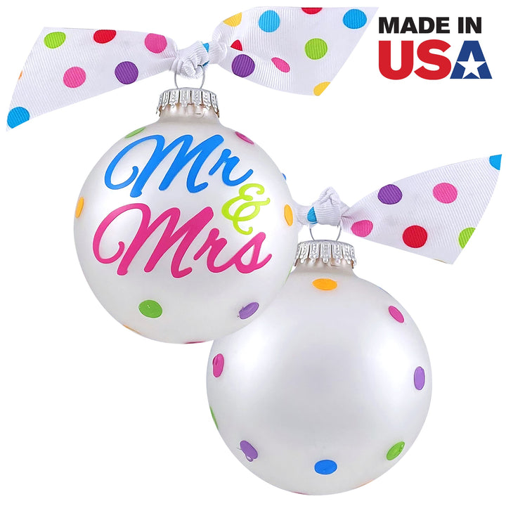 3 1/4" (80mm) Personalizable Hugs Specialty Gift Ornaments, Mr. & Mrs. Design, Silver Pearl, 1/Box, 12/Case, 12 Pieces