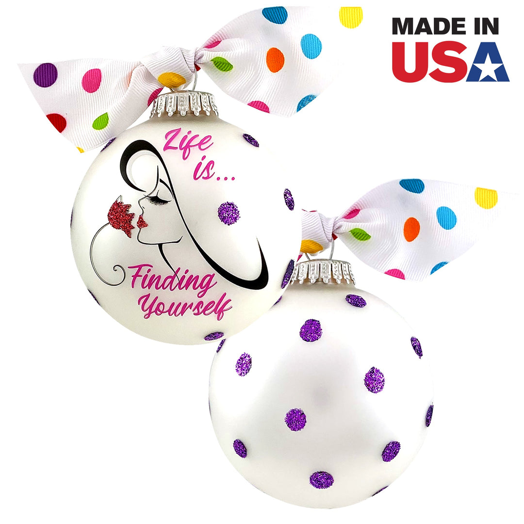 3 1/4" (80mm) Personalizable Hugs Specialty Gift Ornaments, Life is Finding Yourself, Silver Pearl, 1/Box, 12/Case, 12 Pieces