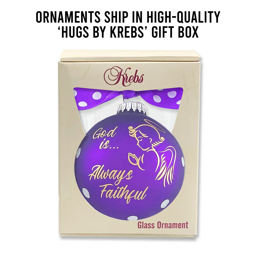 3 1/4" (80mm) Personalizable Hugs Specialty Gift Ornaments, God is Always Faithful, Purple Magic, 1/Box, 12/Case, 12 Pieces