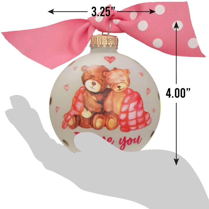 3 1/4" (80mm) Personalizable Hugs Specialty Gift Ornaments, Bear Couple under Blanket, Frost, 1/Box, 12/Case, 12 Pieces