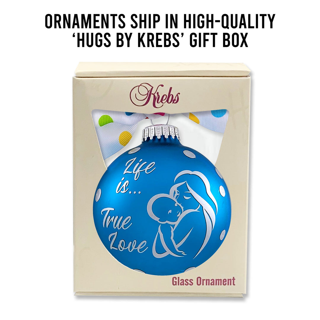 3 1/4" (80mm) Personalizable Hugs Specialty Gift Ornaments, Life is True Love, Turquoise Bliss Velvet, 1/Box, 12/Case, 12 Pieces