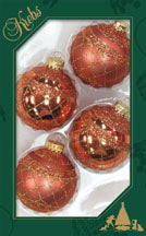 2 5/8" (67mm) Seamless Glass Ornament Handcrafted Seamless Hanging Holiday Decor for Trees, 4/Box, 12/Case, 48 Pieces