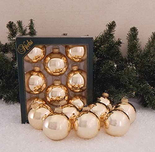 2 5/8" (67mm) Ball Ornaments, Gold Caps, Molten Gold Shine, 8/Box, 12/Case, 96 Pieces