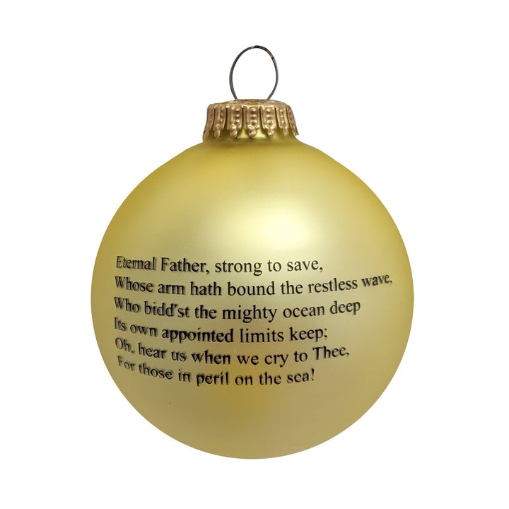 3 1/4" (80mm) Glass Ball Ornaments, Gold Velvet - Silk US Navy Logo and Hymn, 1/Box, 12/Case, 12 Pieces