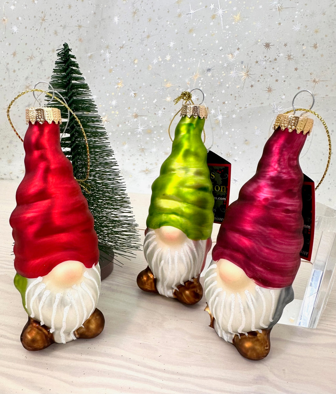 4 3/4" (120mm) Gnomes Glass Figurine Ornament Assortment, 1/Box, 6/Case, 6 Pieces