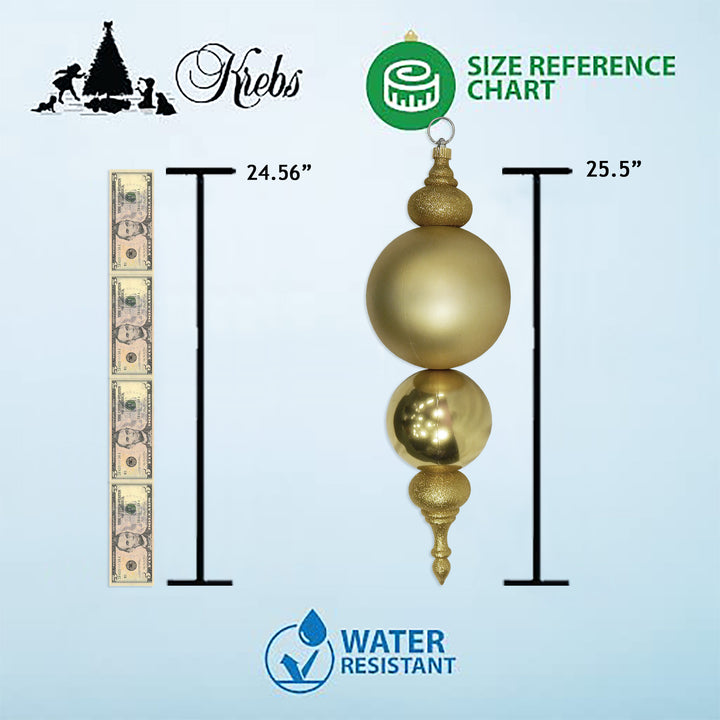 25.5" Giant Commercial Shatterproof Multipiece Finials, Gold, Case, 2 Pieces