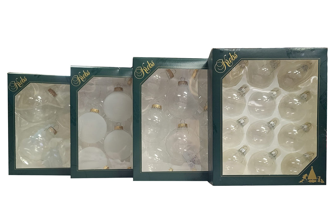 2 5/8" (67mm) Ball Ornaments, Gold Caps, Clear, 8/Box, 12/Case, 96 Pieces