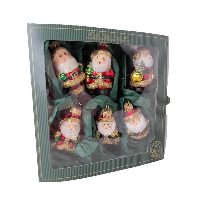 3" Mini Santas Red/ Gold,  Figurine Ornaments, 6/Box, 8/Case, 48 Pieces