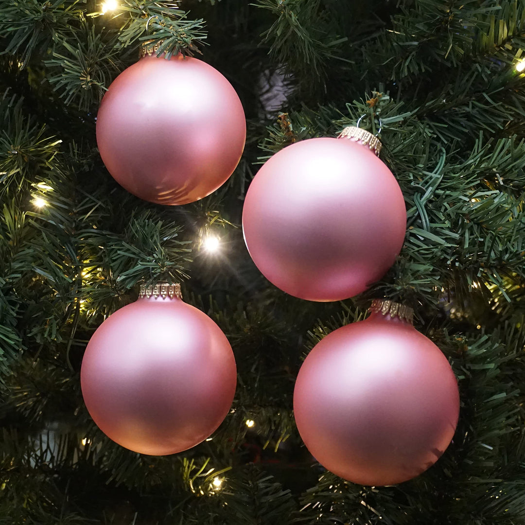 3 1/4" (80mm) Glass Ball Ornament, Tickled Pink, 4/Box, 12/Case, 48 Pieces