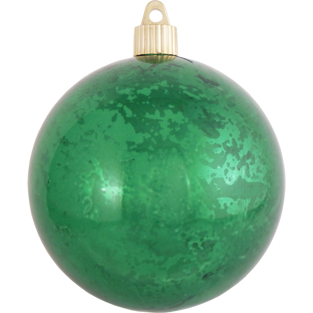 4" (100mm) Large Commercial Shatterproof Ball Ornament, Emerald Mercury, Case, 24 Pieces