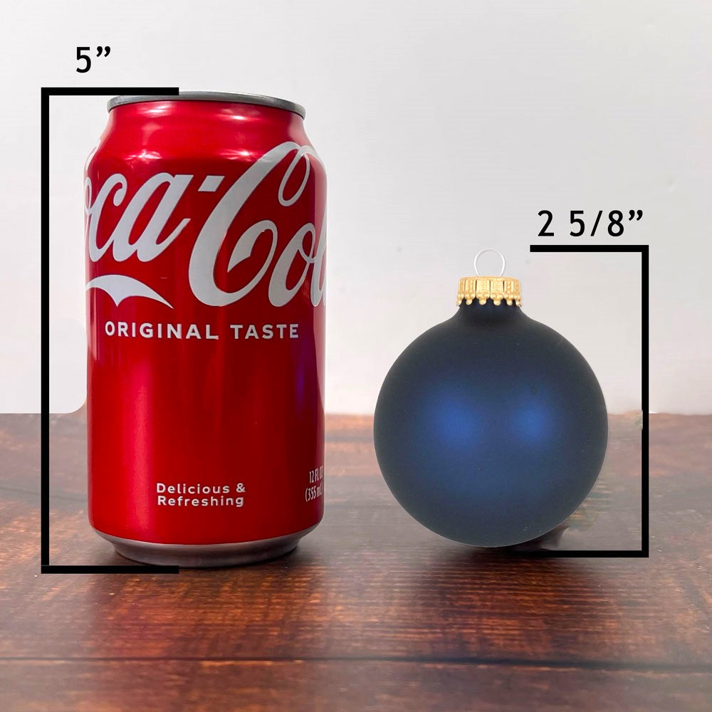 2 5/8" (67mm) Ball Ornaments, Gold Caps, Midnight Haze, 8/Box, 12/Case, 96 Pieces