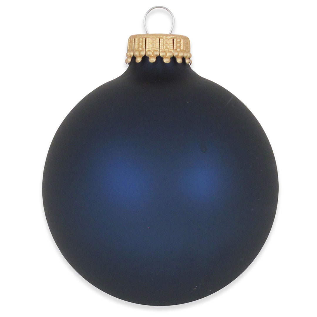 2 5/8" (67mm) Ball Ornaments, Gold Caps, Midnight Haze, 8/Box, 12/Case, 96 Pieces