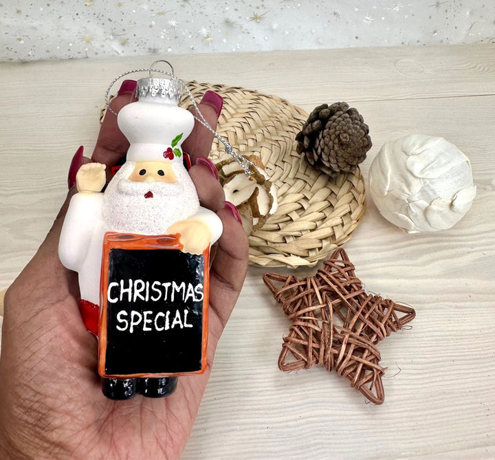 4" (100mm) Chef with Blackboard Figurine Ornaments, 1/Box, 6/Case, 6 Pieces