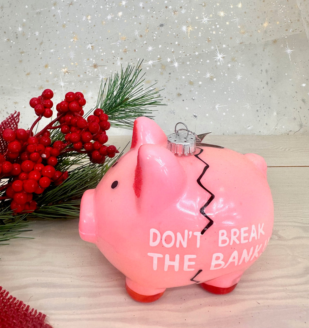 4" (100mm) Cracked Piggy Bank Figurine Ornaments, 1/Box, 6/Case, 6 Pieces