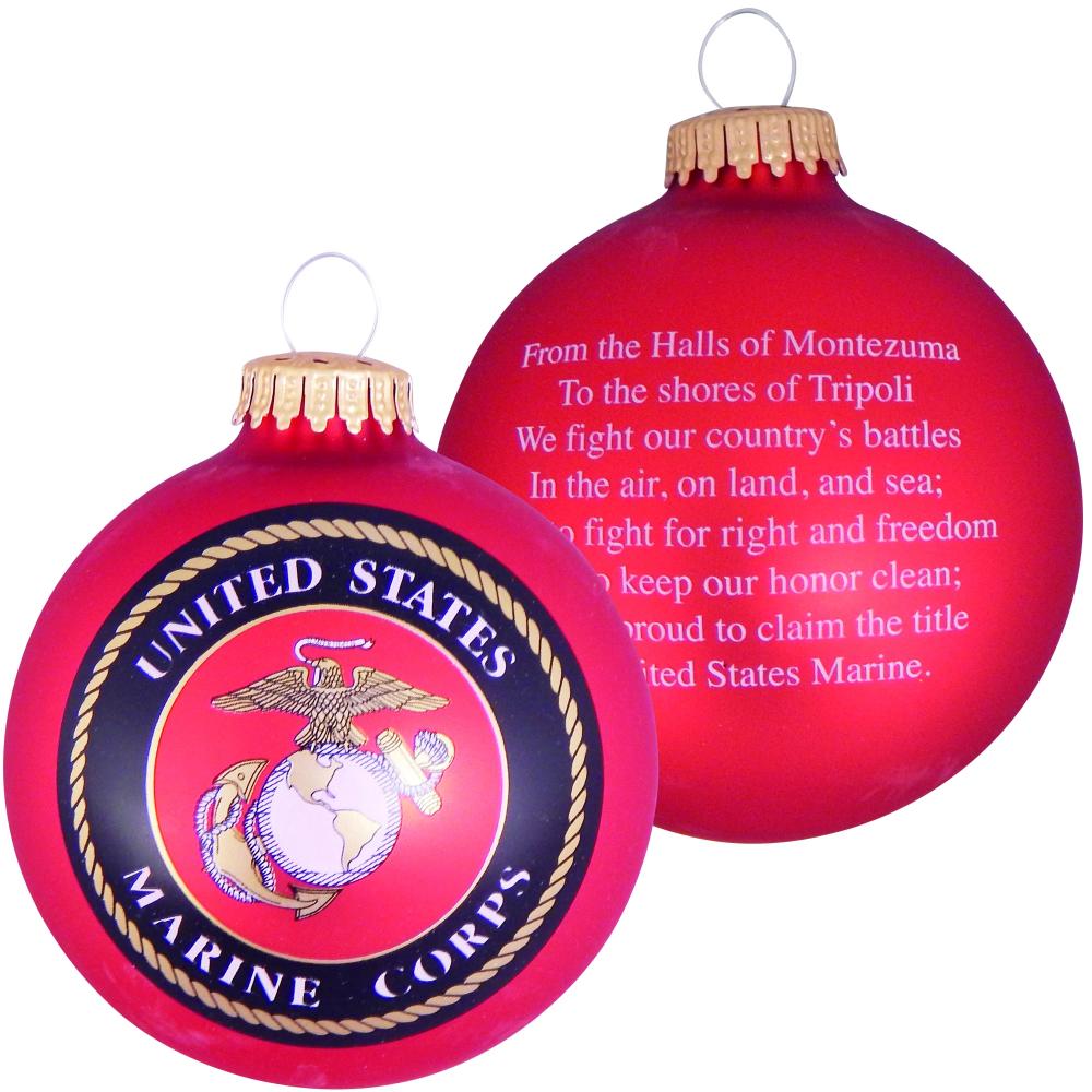 3 1/4" (80mm) Ball Ornaments, US Marine Corps, Flame Red, 1/Box, 12/Case, 12 Pieces