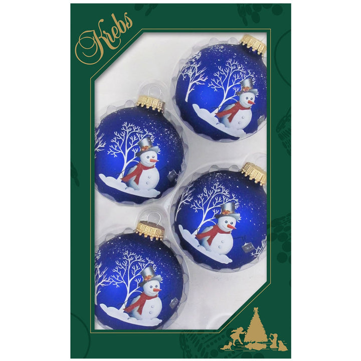 2 5/8" (67mm) Glass Ball Ornaments, Blue/Silver/White Assortment, 4/Box, 12/Case, 48 Pieces