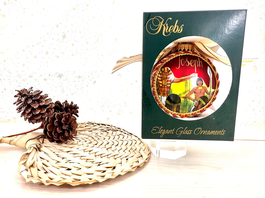 3 1/4" (80mm) Personalizable Hugs Specialty Gift Ornaments, Port Velvet Glass Ball with Bible Hero/ Joseph