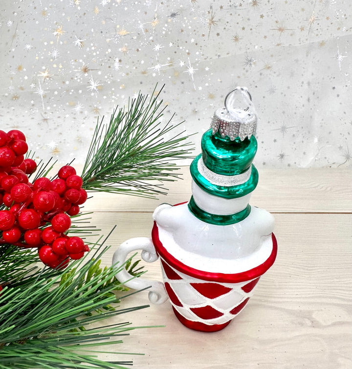 Snowman in Cup Figurine Ornaments, 1/Box, 6/Case, 6 Pieces