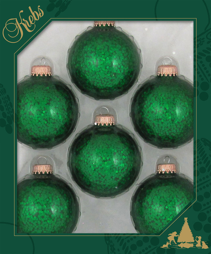 2 5/8" (67mm) Glass Ball Ornaments, Jellybean Spangle, 6/Box, 12/Case, 72 Pieces