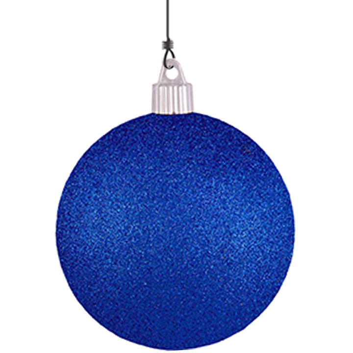 4" (100mm) Large Commercial Pre-Wired Shatterproof Ball Ornament, Dark Blue Glitter, Case, 48 Pieces