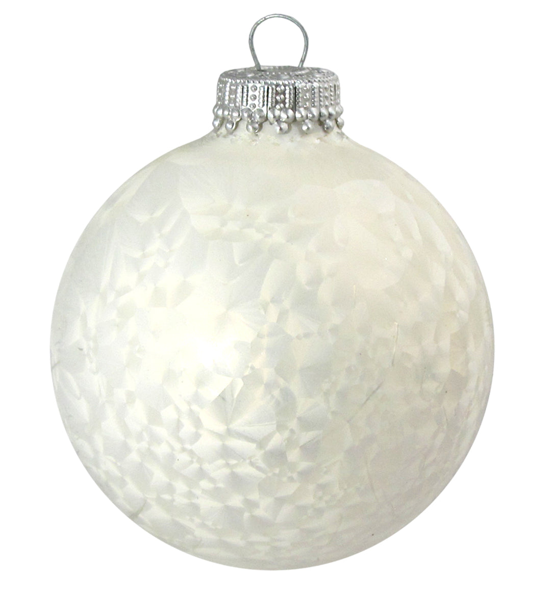 2 5/8" (67mm) Ball Ornaments, Silver Caps, Pearl Icelock, 6/Box, 12/Case, 72 Pieces