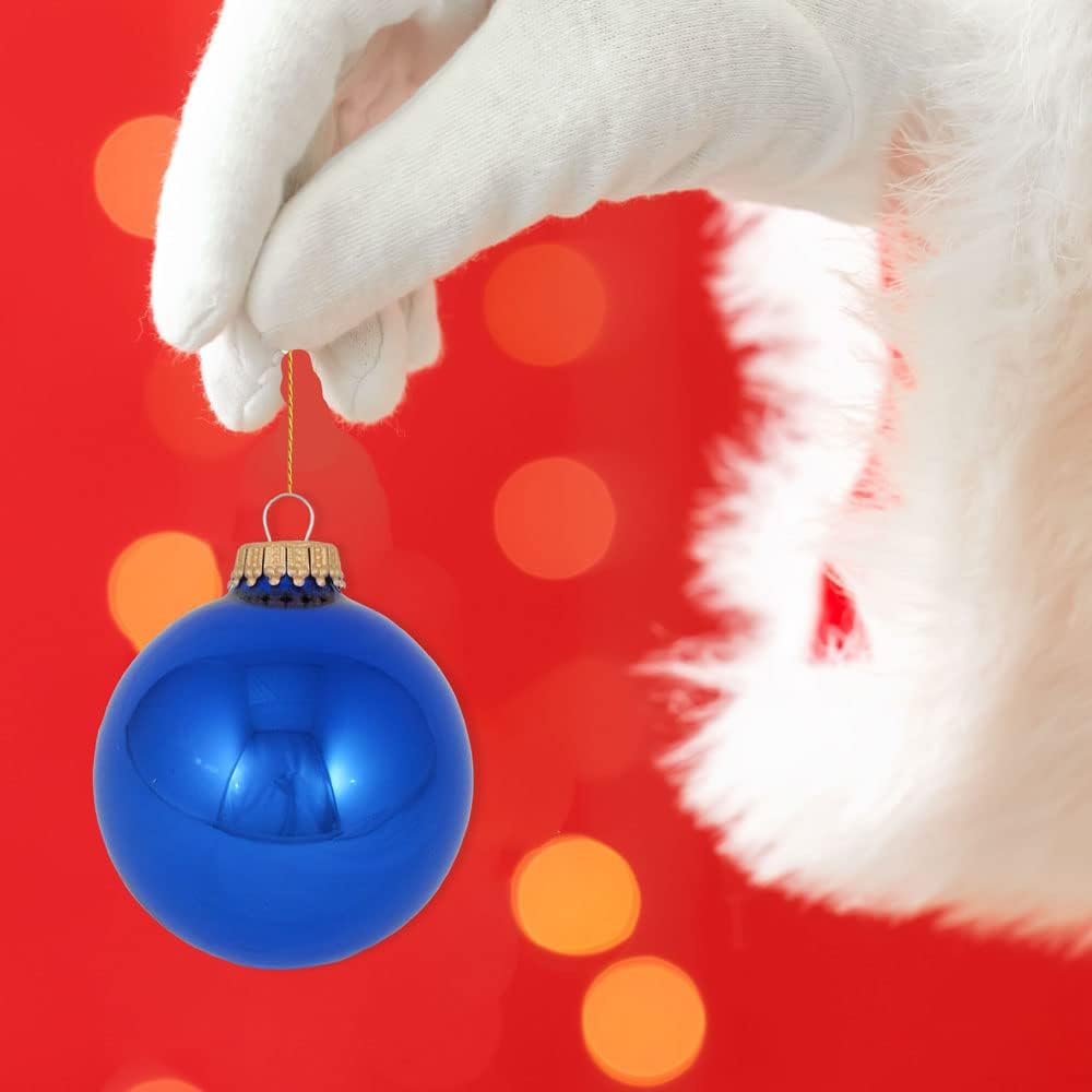 2" (50mm) Ball Ornaments, Gold Caps, Victoria Blue, 12/Box, 12/Case, 144 Pieces