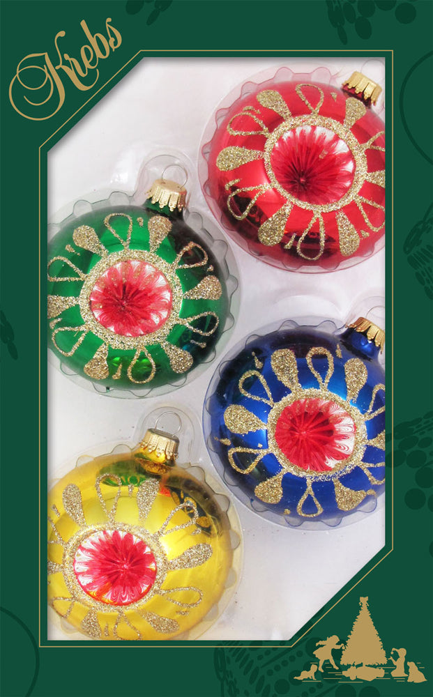 Assorted Sizes Glass Finials, Red/Gold Multi, 12/Box, 4/Case, 48 Pieces
