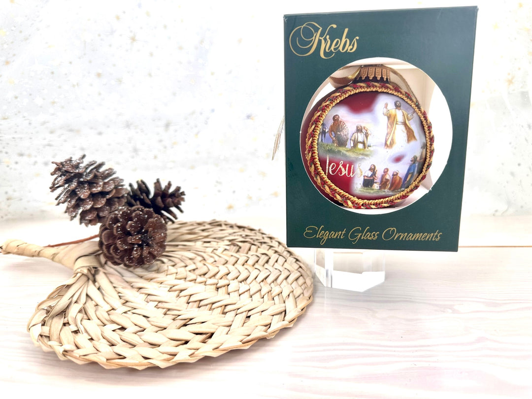 3 1/4" (80mm) Personalizable Hugs Specialty Gift Ornaments, Port Velvet Glass Ball with Bible Hero/ Jesus